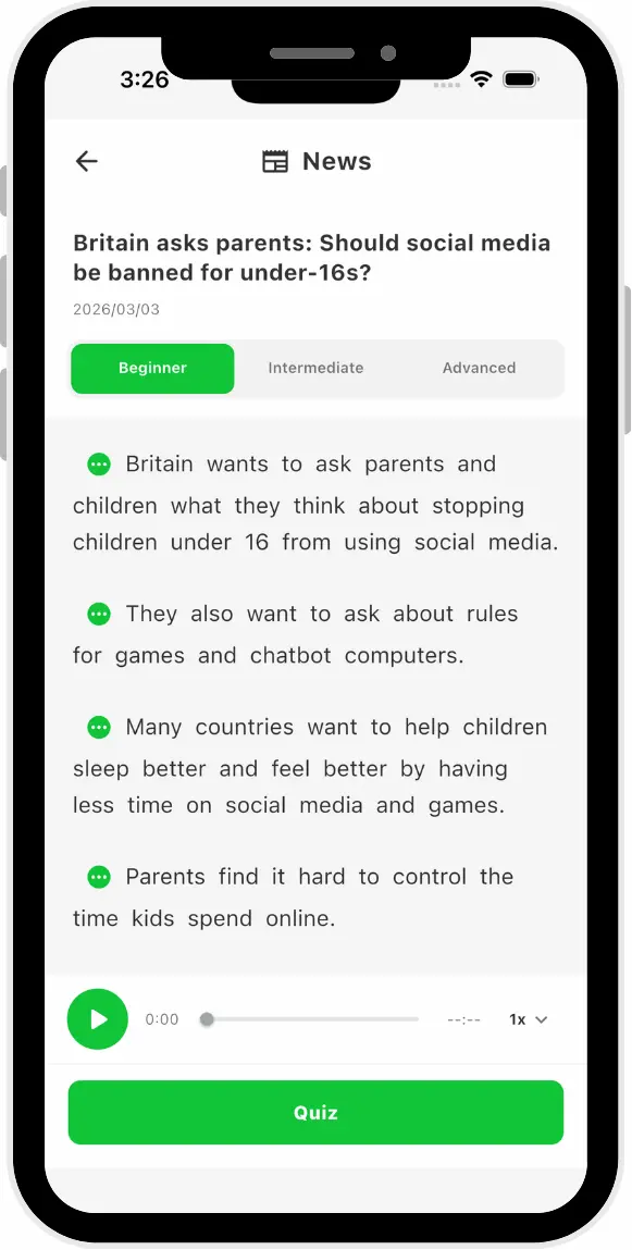 News Learning Screen